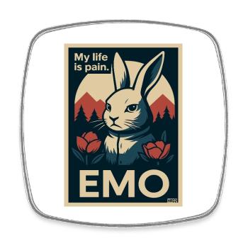 Emo bunny with My Life is Pain lettering - Square fridge magnet - white - Front