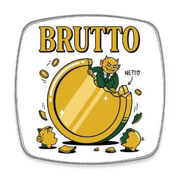 Morsure nette brute Le diable fiscal arrive - Magnet carré - blanc - Devant