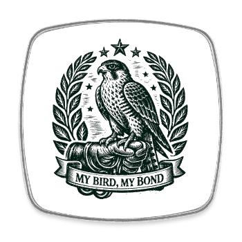 Mon oiseau, lien fort | Fauconnerie Oiseau de proie - Magnet carré - blanc - Devant