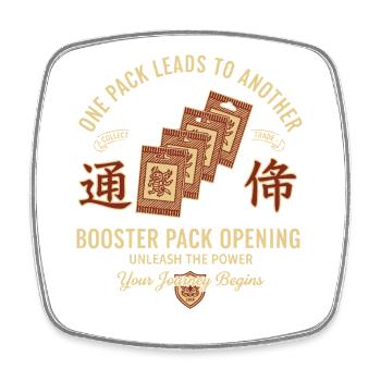 Ein Paket führt zum Öffnen eines weiteren Booster-Packs - Viereckiger Kühlschrankmagnet - Weiß - Vorne
