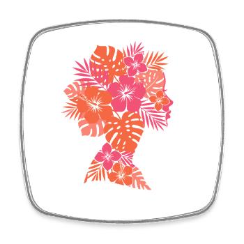 Tropische Blüten Silhouette - Viereckiger Kühlschrankmagnet - Weiß - Vorne
