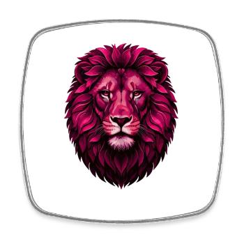 Lion rose avec crinière fleurie - Magnet carré - blanc - Devant