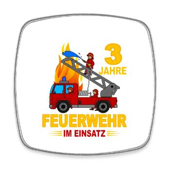 Fire brigade operation 3 years - Square fridge magnet - white - Front