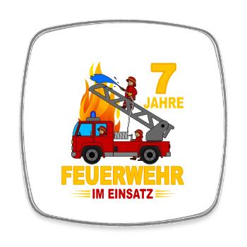 7 years of fire brigade in action - Square fridge magnet - white - Front