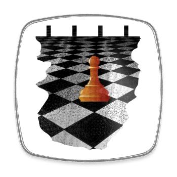 Pion orange sur un échiquier noir et blanc - Magnet carré - blanc - Devant