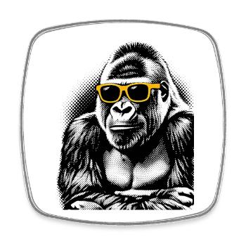 Gorilla Halftone Neon Yellow Sunglasses - Square fridge magnet - white - Front