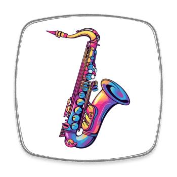 Neon Saxophone Color Spectrum - Square fridge magnet - white - Front