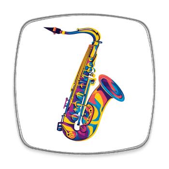 Neon Saxophone Pop Art - Square fridge magnet - white - Front