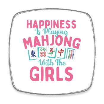 Glück beim Mahjong spielen mit den Mädchen - Viereckiger Kühlschrankmagnet - Weiß - Vorne