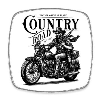 Cowboy-Biker auf Oldtimer-Motorrad - Viereckiger Kühlschrankmagnet - Weiß - Vorne