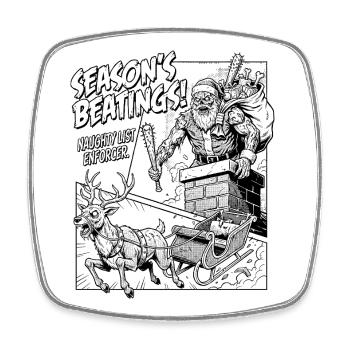 Season’s Beatings Naughty List - Viereckiger Kühlschrankmagnet - Weiß - Vorne