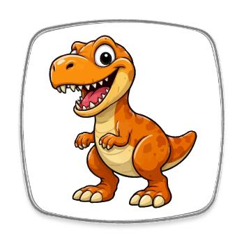 Funny Dino Cartoon T-Rex - Square fridge magnet - white - Front