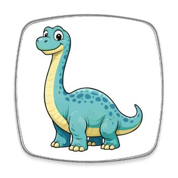 Dino de dessins animés joyeux pour enfants - Magnet carré - blanc - Devant