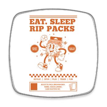Eat Sleep Rip-Packs Sammelkarten-Booster-Pack - Viereckiger Kühlschrankmagnet - Weiß - Vorne