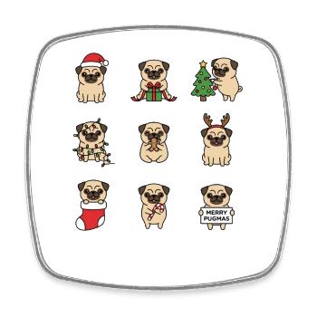 Merry Pugmas Lustige Mops Weihnachten - Viereckiger Kühlschrankmagnet - Weiß - Vorne