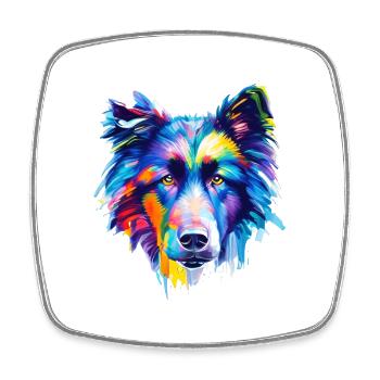 Belgische Schäferhund-Abstrakte farbenfrohe Hundekunst - Viereckiger Kühlschrankmagnet - Weiß - Vorne