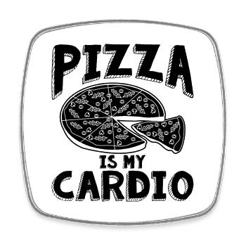 Pizza Is Cardio - Viereckiger Kühlschrankmagnet - Weiß - Vorne
