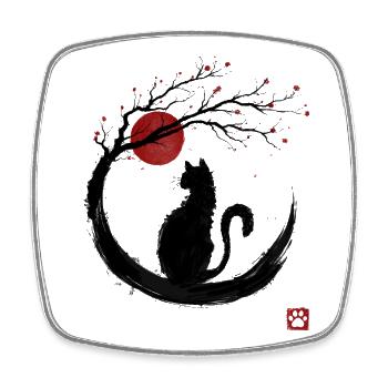 Sakura Neko - Square fridge magnet - white - Front