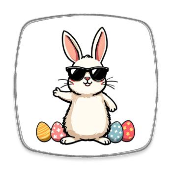 Drôle de lapin de Pâques - Magnet carré - blanc - Devant