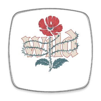 Chemise de fleurs sauvages avec motif de pavot - Magnet carré - blanc - Devant