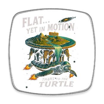 Flat Yet In Motion Thanks To The Turtle Fantasy  - Square fridge magnet - white - Front