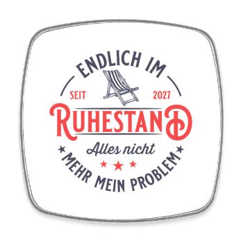 Rentenalter 2027 Liegestuhl Vintage Ruhestand - Viereckiger Kühlschrankmagnet - Weiß - Vorne