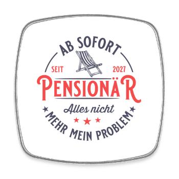 Rentenalter 2027 Liegestuhl Vintage Pensionär - Viereckiger Kühlschrankmagnet - Weiß - Vorne