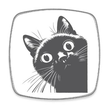 schwarze Katze - Viereckiger Kühlschrankmagnet - Weiß - Vorne