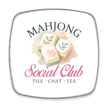 Mahjong Social Club Kachel Chat Tee - Viereckiger Kühlschrankmagnet - Weiß - Vorne