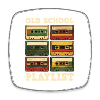 Old School Playlist Retro 80s Music - Square fridge magnet - white - Front