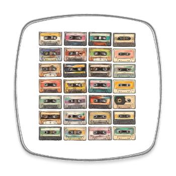 Kassettenkassetten Retro 80er Musik-Mixtape - Viereckiger Kühlschrankmagnet - Weiß - Vorne