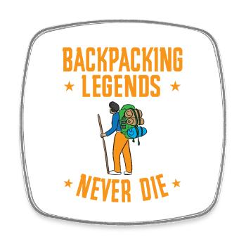 Legends du sac à dos : Never Die Thrower Design de randonneur - Magnet carré - blanc - Devant