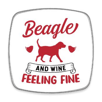 Beagle And Wine Feeling Fine Dog Lover Design - Viereckiger Kühlschrankmagnet - Weiß - Vorne