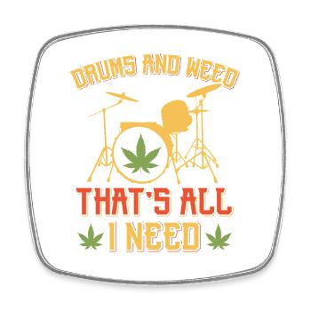 Drums and Weed That's All I Need Art Tee - Viereckiger Kühlschrankmagnet - Weiß - Vorne