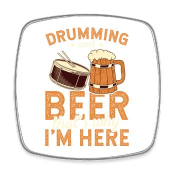 Drumming And Beer That’s Why I’m Here Art Tee - Viereckiger Kühlschrankmagnet - Weiß - Vorne