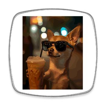 Chihuahua Nachtglanz Kaffee - Viereckiger Kühlschrankmagnet - Weiß - Vorne