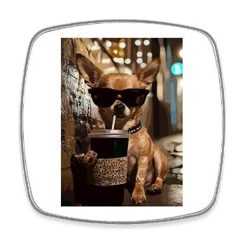 Chihuahua Nacht Streetstyle Illustration - Viereckiger Kühlschrankmagnet - Weiß - Vorne