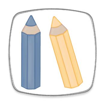 Bleistift-Duo Illustration Buntstifte - Viereckiger Kühlschrankmagnet - Weiß - Vorne