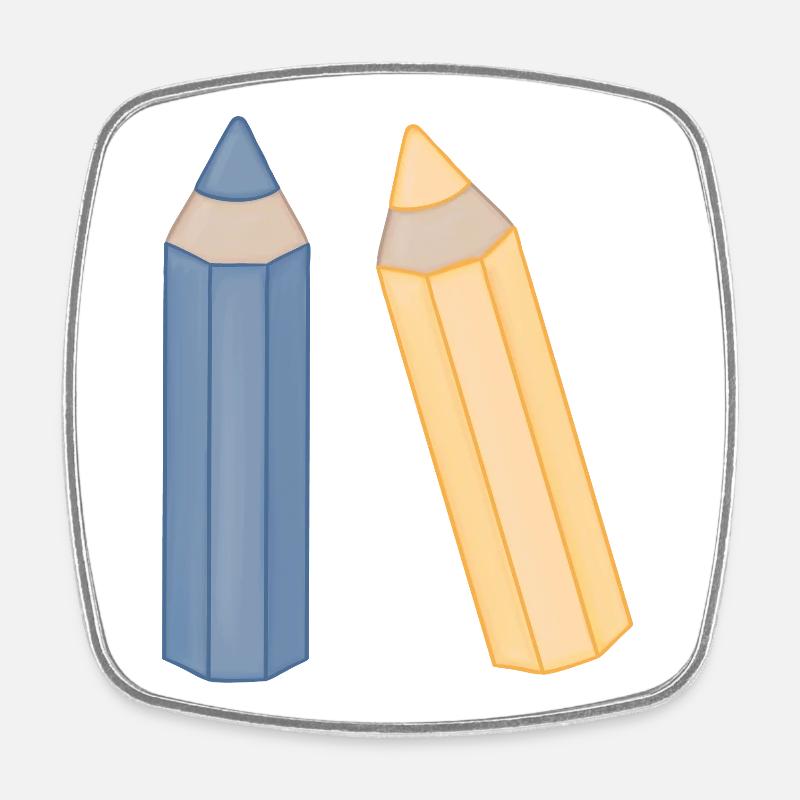 Pencil Duo Illustration Colored Pencils - Square fridge magnet - white