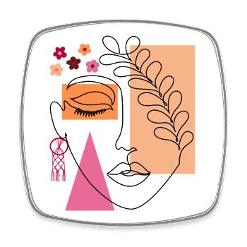 Abstract Woman Face Minimalist Art - Square fridge magnet - white - Front