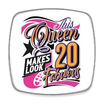 Reine du 20e anniversaire - Magnet carré - blanc - Devant