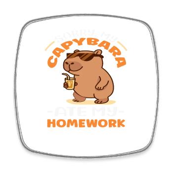 Sorry My Capybara Ate My Homework Cute Funny - Viereckiger Kühlschrankmagnet - Weiß - Vorne