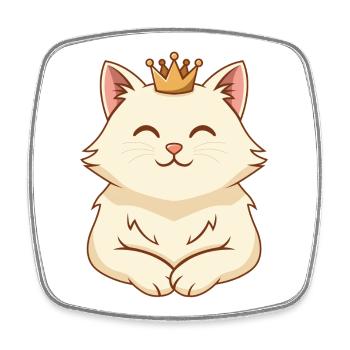 Chat royal câlin - Magnet carré - blanc - Devant