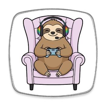 Gamer Faultier, Tier spielt Videospielkunst - Viereckiger Kühlschrankmagnet - Weiß - Vorne