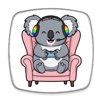 Gamer-Koala-Bär spielt Videospielkunst - Viereckiger Kühlschrankmagnet - Weiß - Vorne