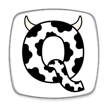Q Cow Pun - Square fridge magnet - white - Front