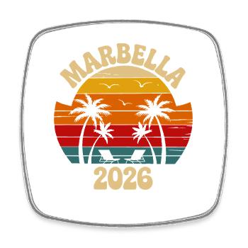 Marbella 2026 Sonnenuntergang Palmen - Viereckiger Kühlschrankmagnet - Weiß - Vorne