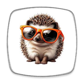 Hérisson avec des lunettes de soleil Hérisson Sarcasme Amoureux des animaux - Magnet carré - blanc - Devant