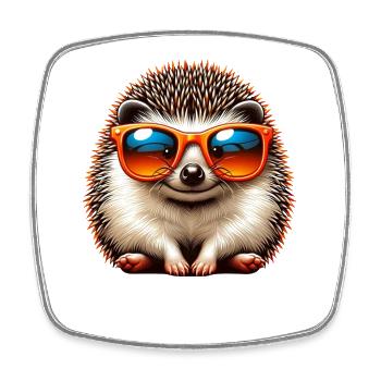 Hérisson avec des lunettes de soleil Hérisson Sarcasme Amoureux des animaux - Magnet carré - blanc - Devant