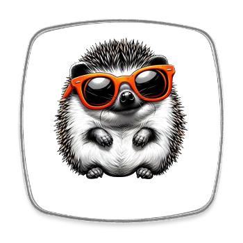 Hérisson avec des lunettes de soleil Hérisson Sarcasme Amoureux des animaux - Magnet carré - blanc - Devant